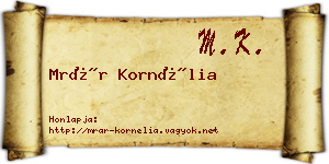 Mrár Kornélia névjegykártya